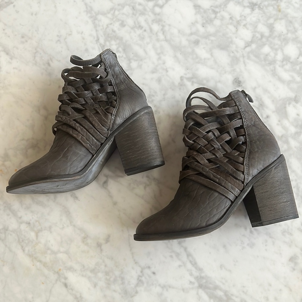 Free People Carrera Heeled Strappy Boots Booties Gray Size 36/6